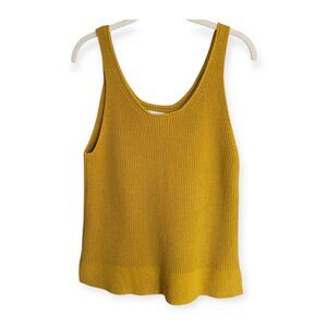 Nude Lucy Mustard Yellow Sleeveless Cotton Knit Sweater Tank Top Size Small Soft